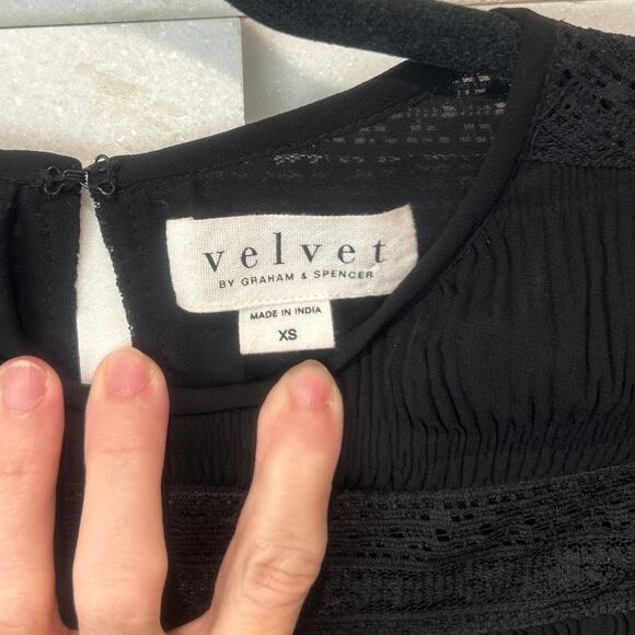 VELVET BY SPENCER & GRAHAM ANTHRO Sheer Lined Ruffle Lace Poet Lng Sleeve Top XS - Picture 3 of 6